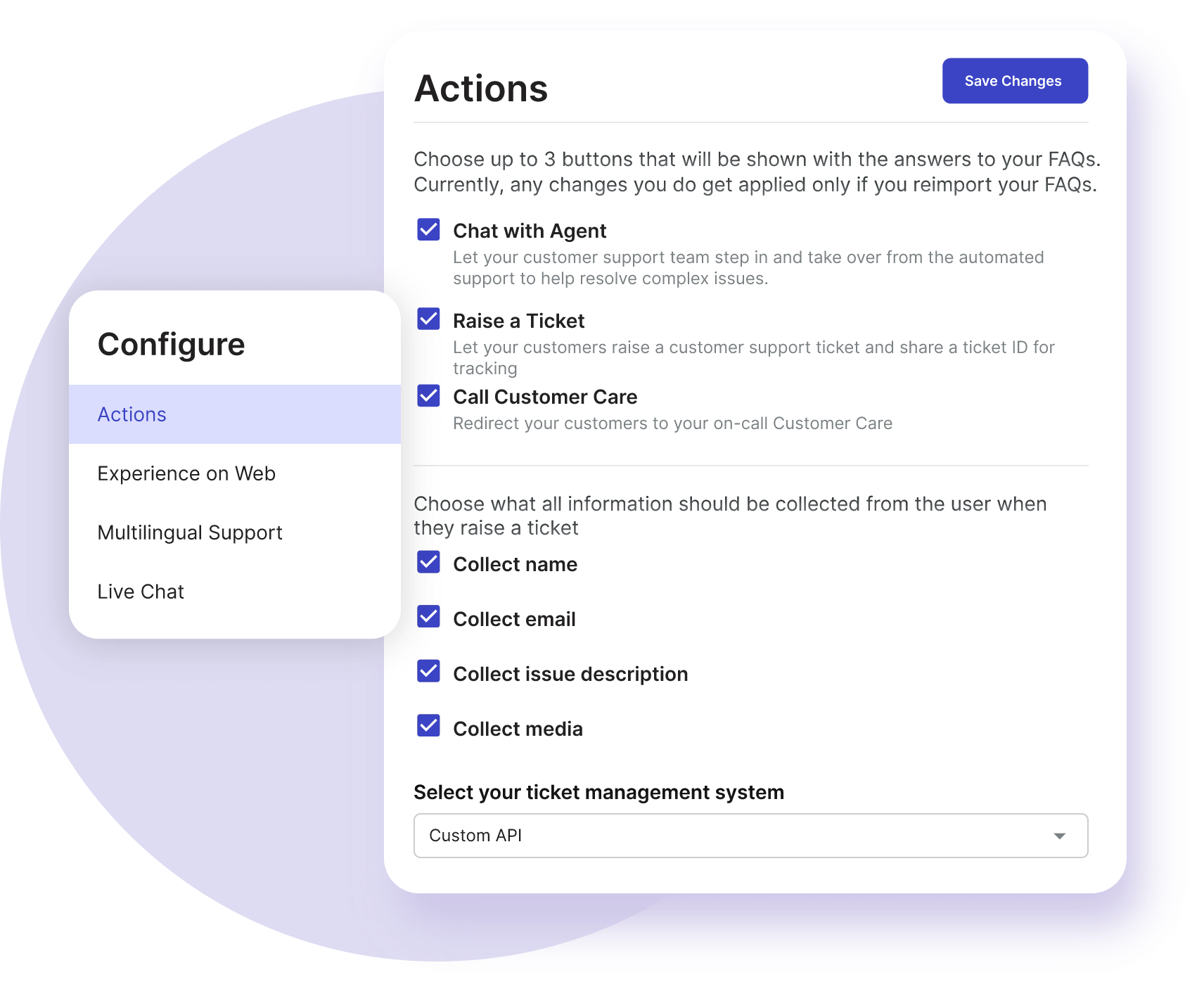 Flyfish's screen showing easy configure of the AI sales advisor