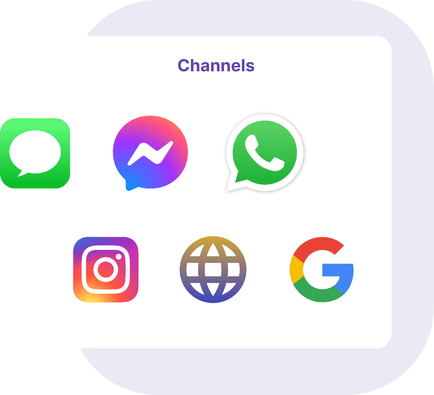 set of social media icon representing AI sales advisor in different channels
