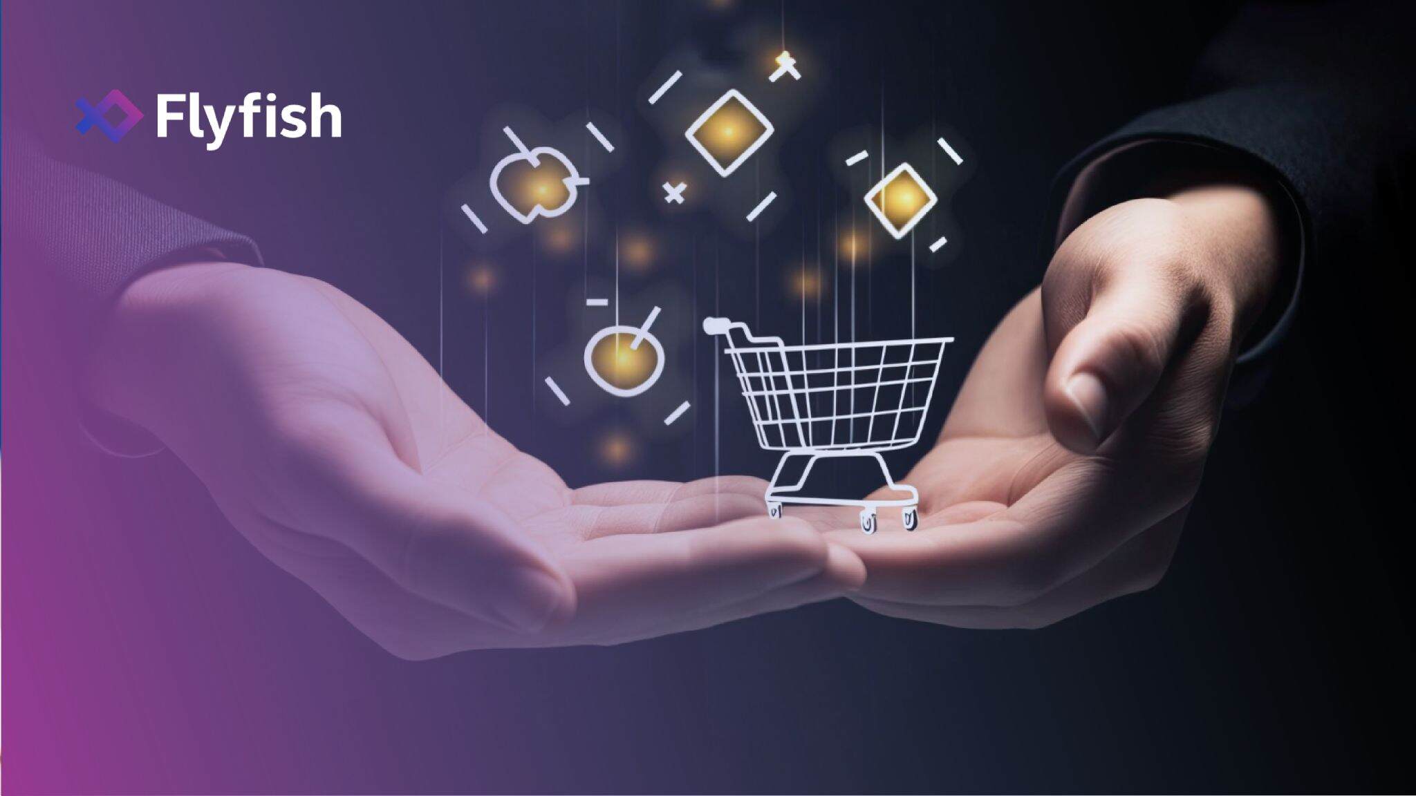AI personalization with shopping icons floating above a hand