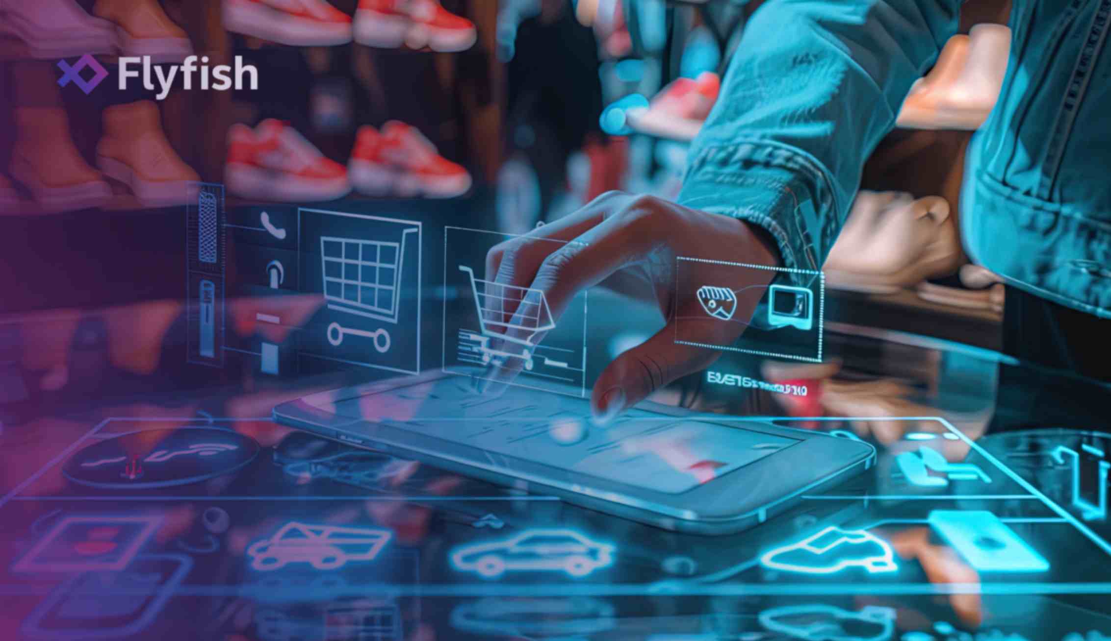 Person using a smartphone with AR shopping icons