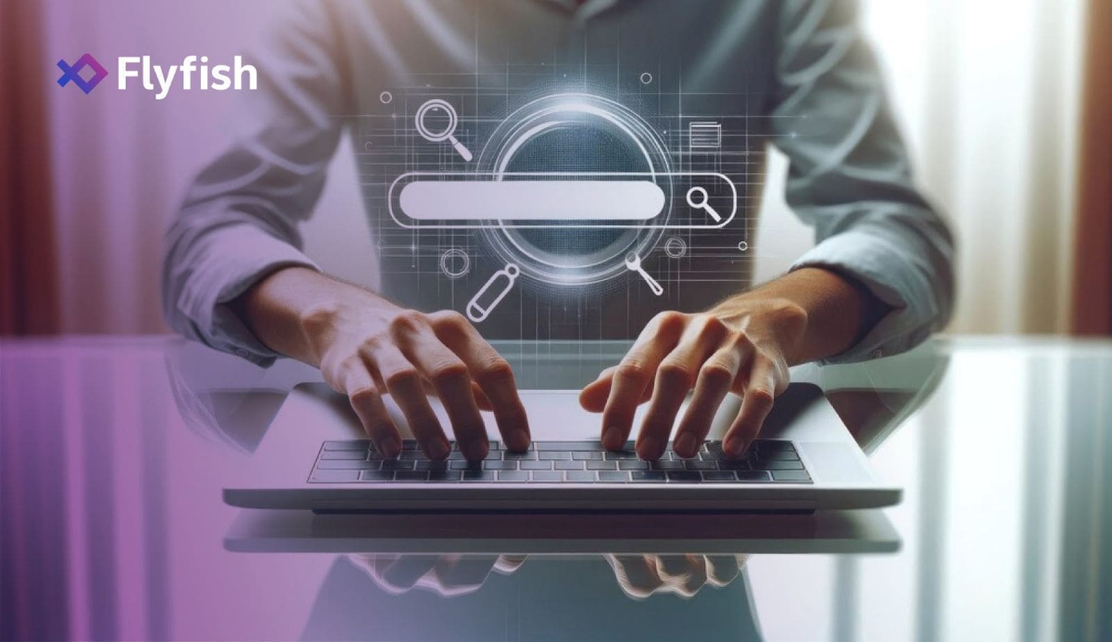 Person using a futuristic search interface